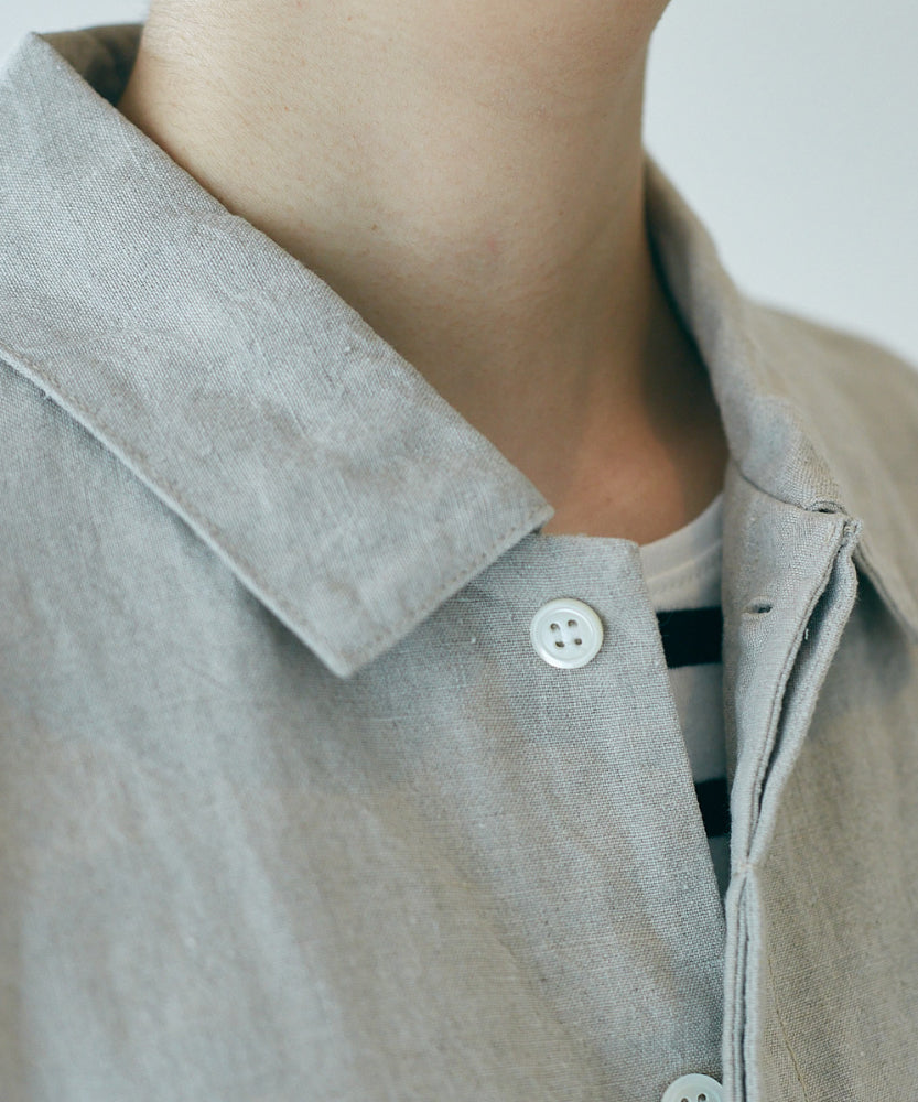 (sold)オリジナルフレンチリネン 半袖比翼オールインワン