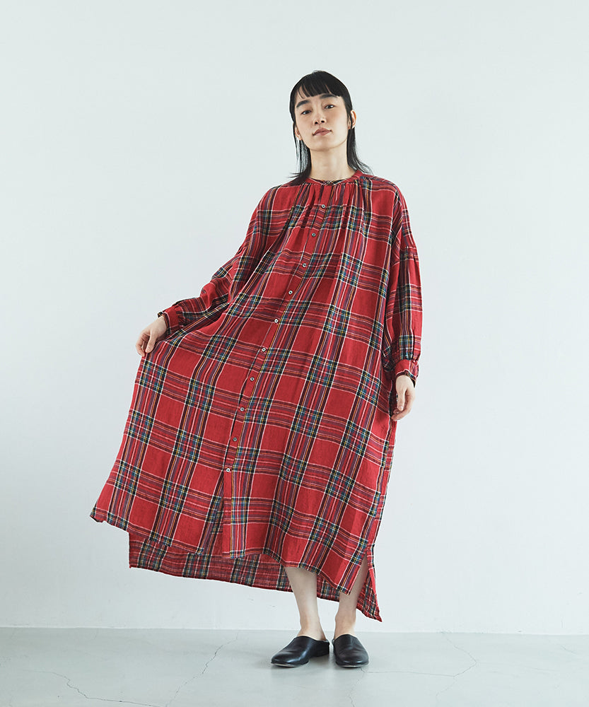 (sold)東炊きタータンチェック シャツドレス/UNIVERSALTISSU