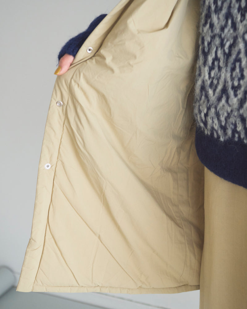 (sold)ナイロンキルティング(発熱中綿)スタンドカラーロングベスト