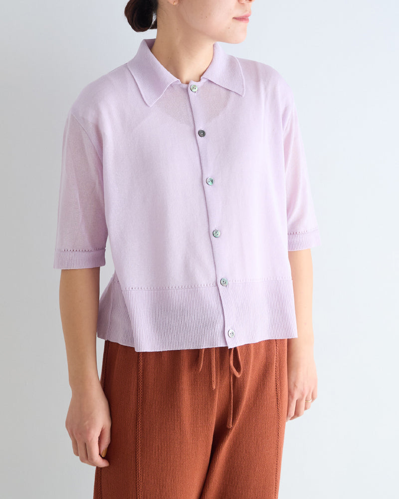 (SALE)Sheer Knitted LS Polo Shit/ JöICEADDED
