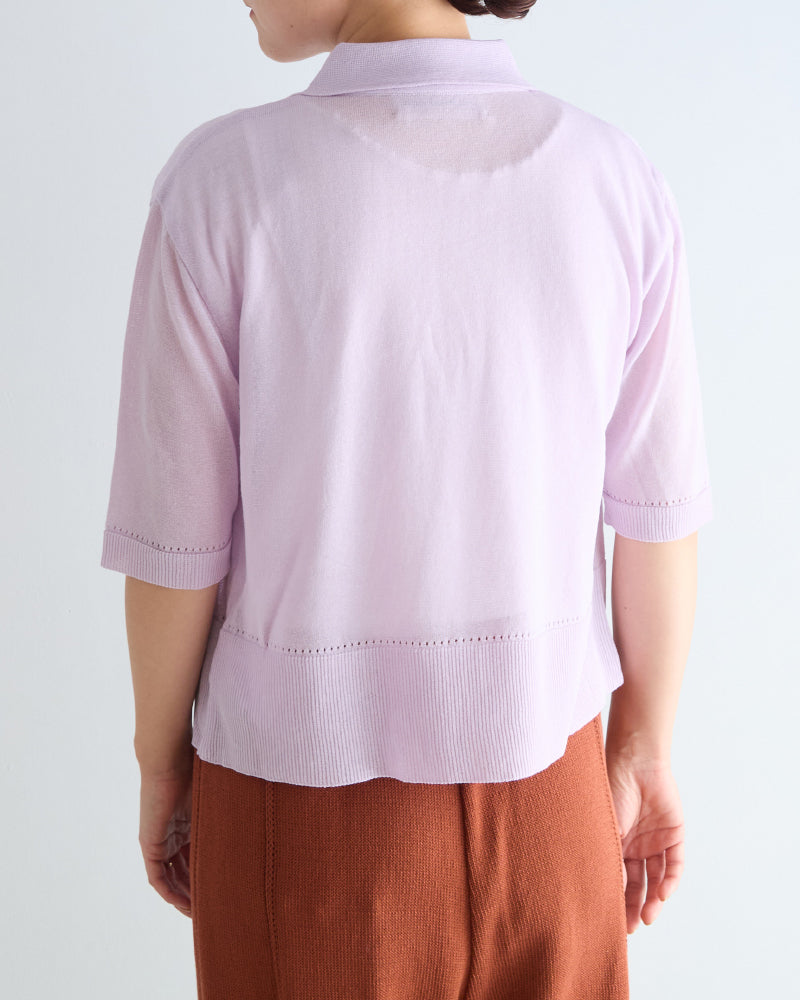 (SALE)Sheer Knitted LS Polo Shit/ JöICEADDED