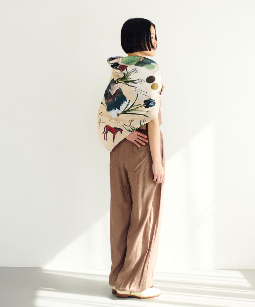 printed scarf 馬と球根花/vent de moe 【受注受付終了】
