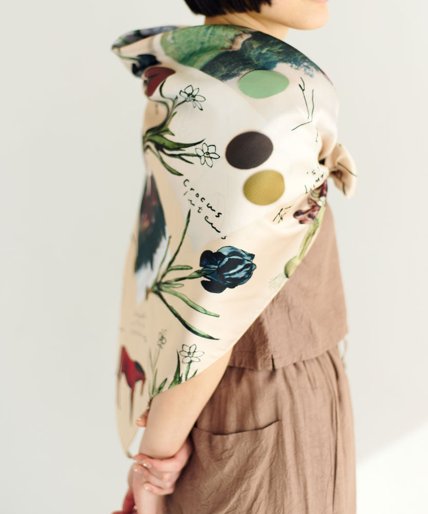 printed scarf 馬と球根花/vent de moe 【受注受付終了】
