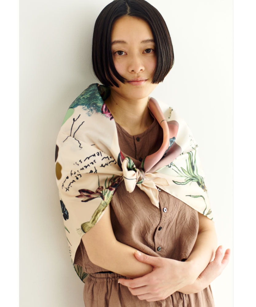 printed scarf 馬と球根花/vent de moe 【受注受付終了】