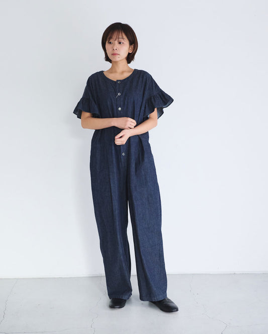 6oz デニム フリルスリーブ サロペッ トPT/UNIVERSALTISSU/US251PT021