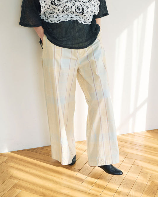 CHECK SIDE LINE WIDE PANTS//MEYAME