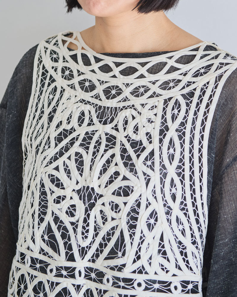 cotton silk batten lace bustier/Hériter/H0-00-3078