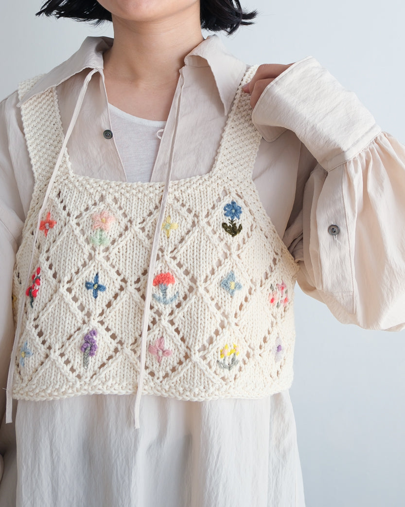 flower embroidery ビスチェ