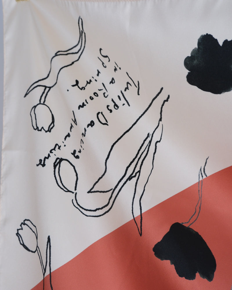 printed scarf tulip orange /vent de moe 【受注受付終了】