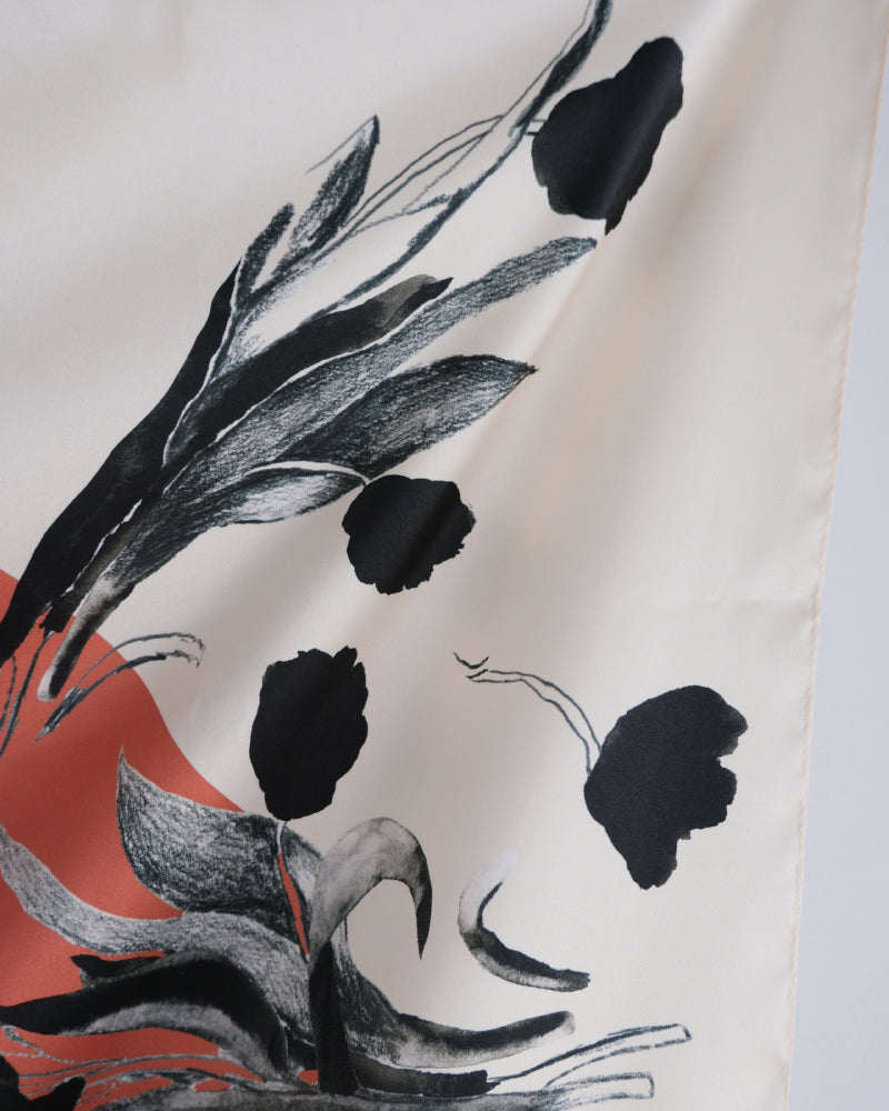 printed scarf tulip orange /vent de moe 【受注受付終了】
