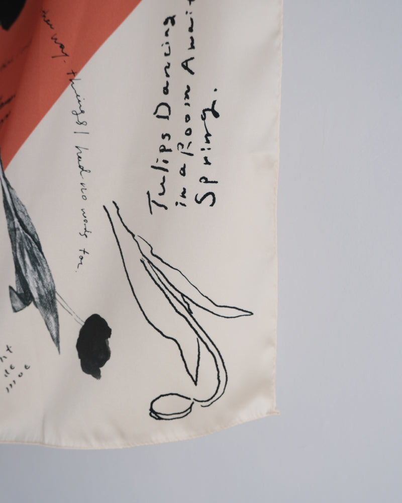 printed scarf tulip orange /vent de moe 【受注受付終了】