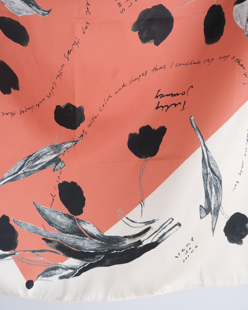 printed scarf tulip orange /vent de moe 【受注受付終了】