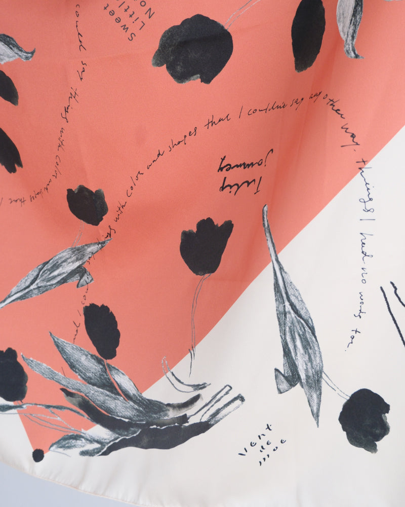 printed scarf tulip orange /vent de moe 【受注受付終了】