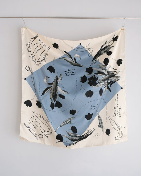 【受注】printed scarf tulip blue /vent de moe