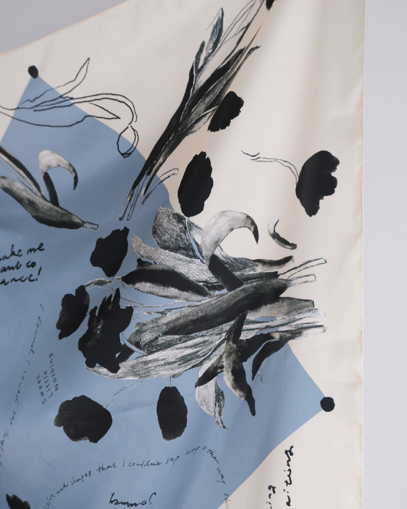 printed scarf tulip blue /vent de moe 【受注受付終了】