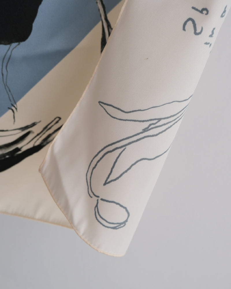 printed scarf tulip blue /vent de moe 【受注受付終了】