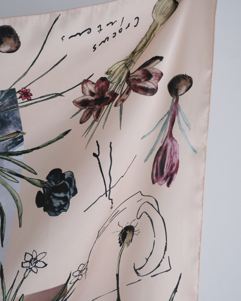 printed scarf 馬と球根花/vent de moe 【受注受付終了】