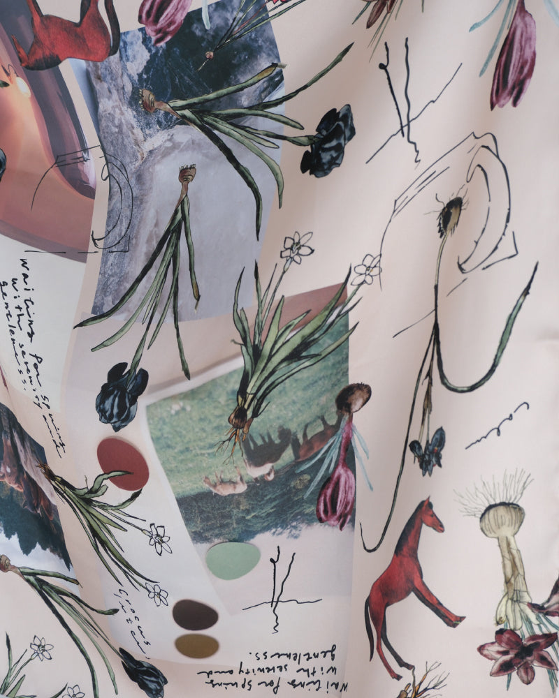 printed scarf 馬と球根花/vent de moe 【受注受付終了】