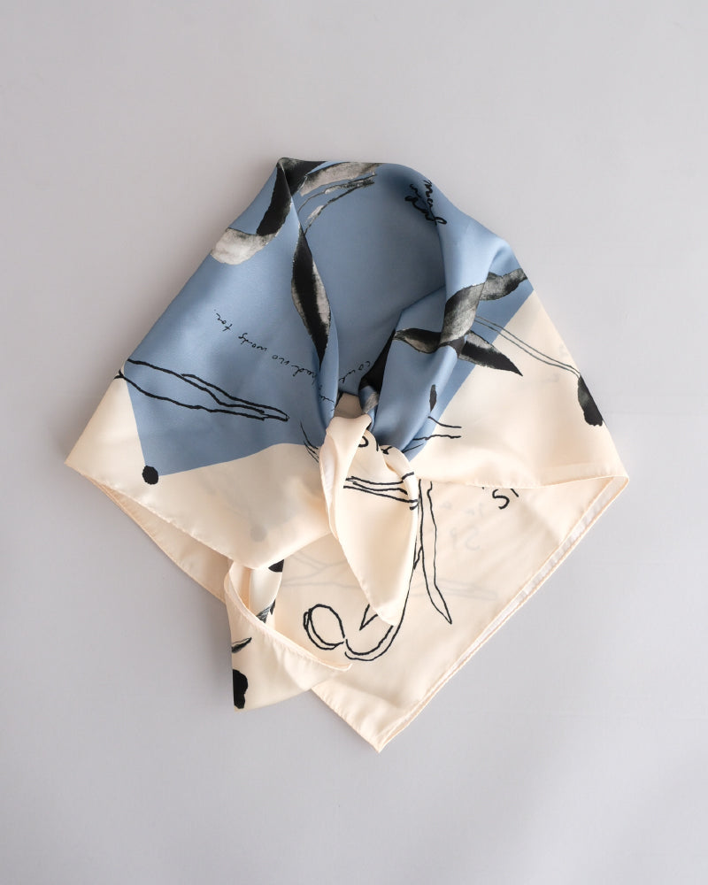 printed scarf tulip blue /vent de moe 【受注受付終了】