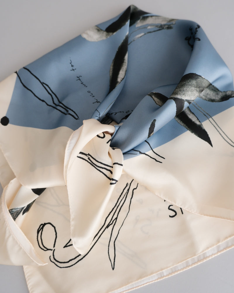 printed scarf tulip blue /vent de moe 【受注受付終了】