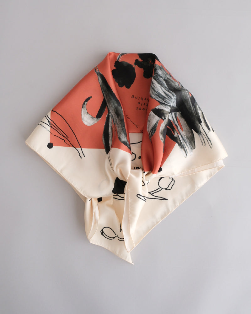 printed scarf tulip orange /vent de moe 【受注受付終了】