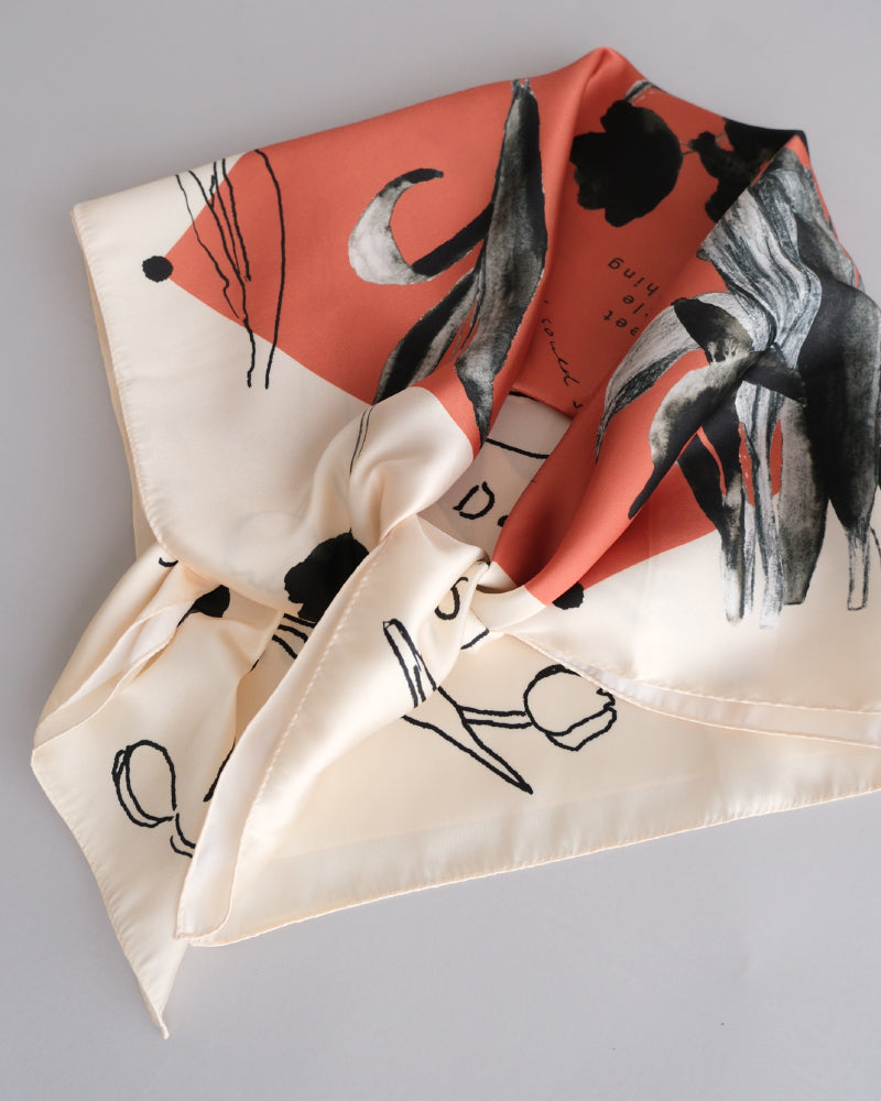 printed scarf tulip orange /vent de moe 【受注受付終了】