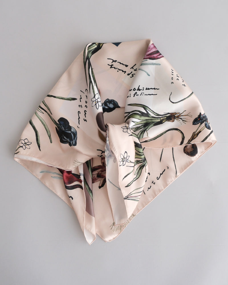 printed scarf 馬と球根花/vent de moe 【受注受付終了】