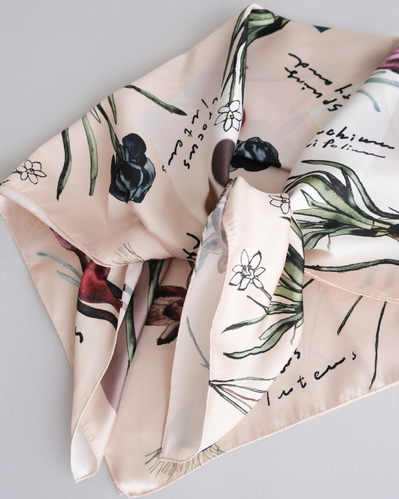 printed scarf 馬と球根花/vent de moe 【受注受付終了】