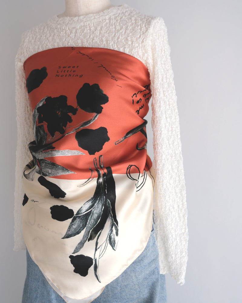 printed scarf tulip orange /vent de moe 【受注受付終了】
