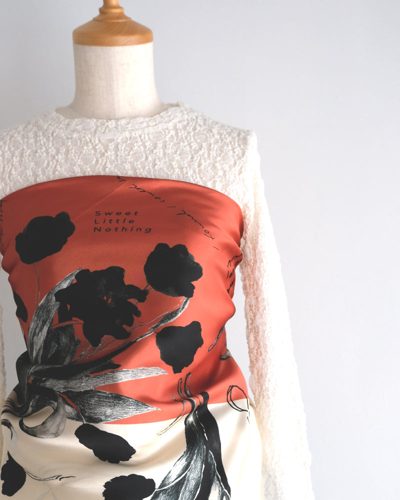printed scarf tulip orange /vent de moe 【受注受付終了】