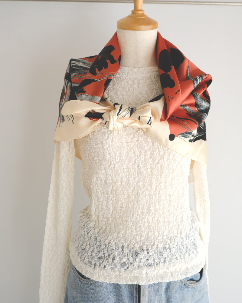 printed scarf tulip orange /vent de moe 【受注受付終了】