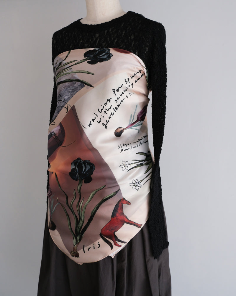printed scarf 馬と球根花/vent de moe 【受注受付終了】