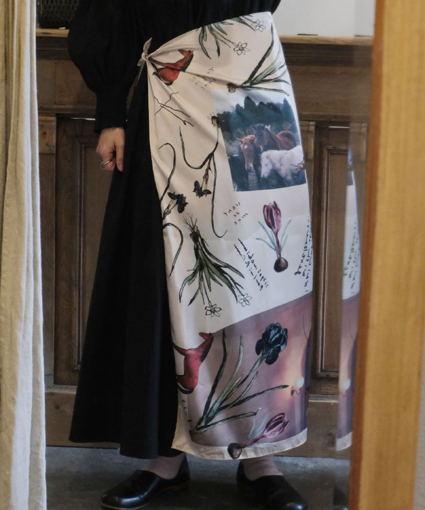 printed scarf 馬と球根花/vent de moe 【受注受付終了】