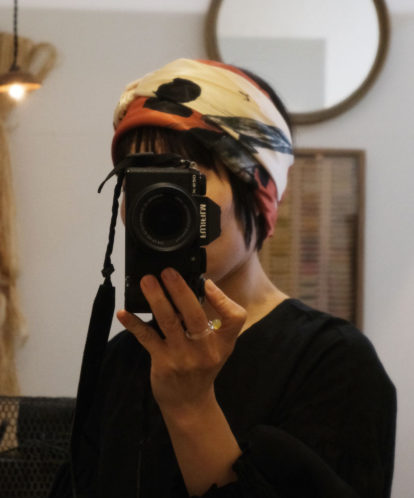 printed scarf tulip orange /vent de moe 【受注受付終了】
