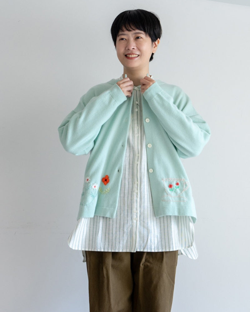 kanae entani ハンド刺繍ニット ミント