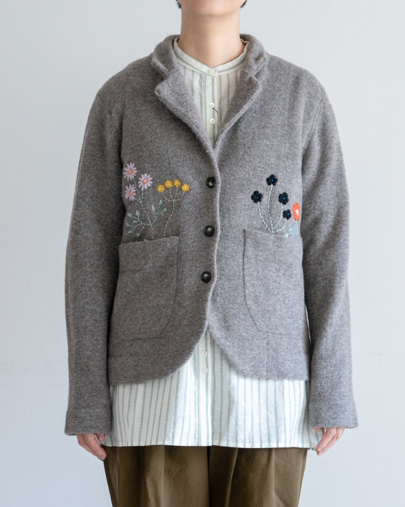 kanae entani ハンド刺繍ニット(テーラードカーディガン)