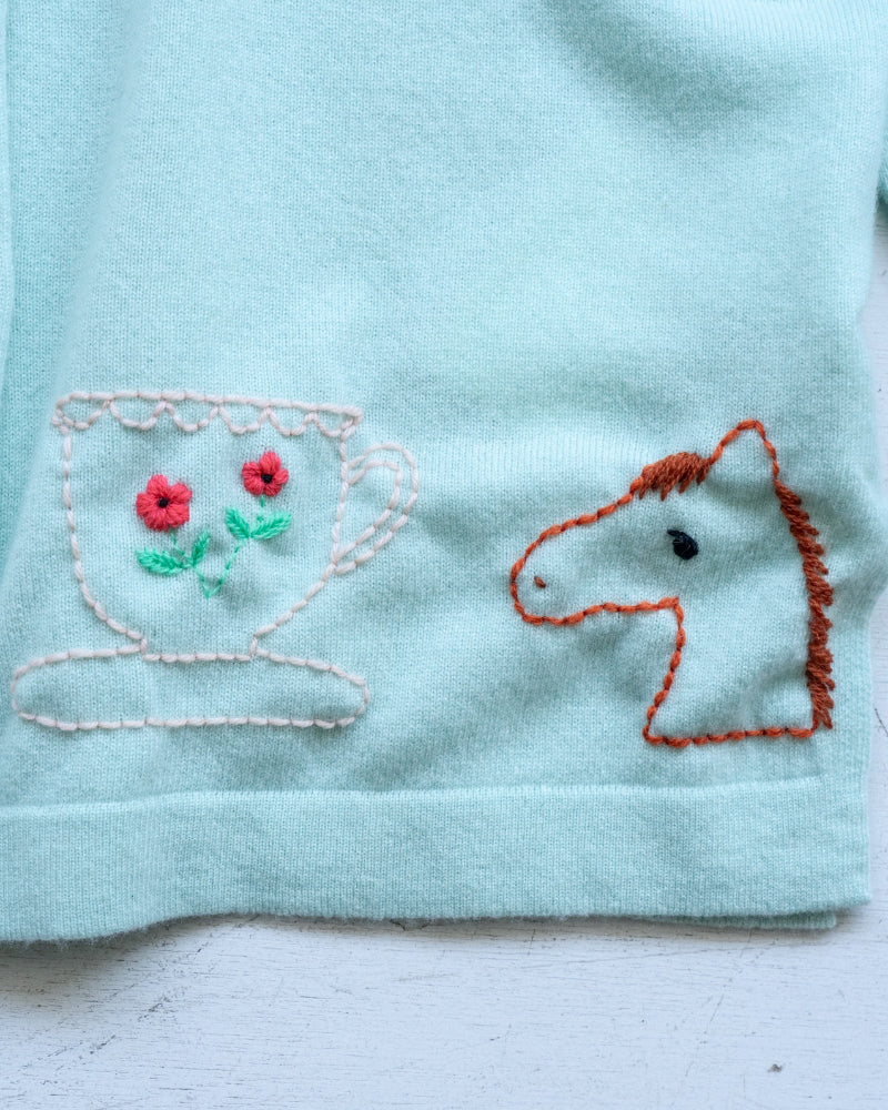 kanae entani ハンド刺繍ニット ミント