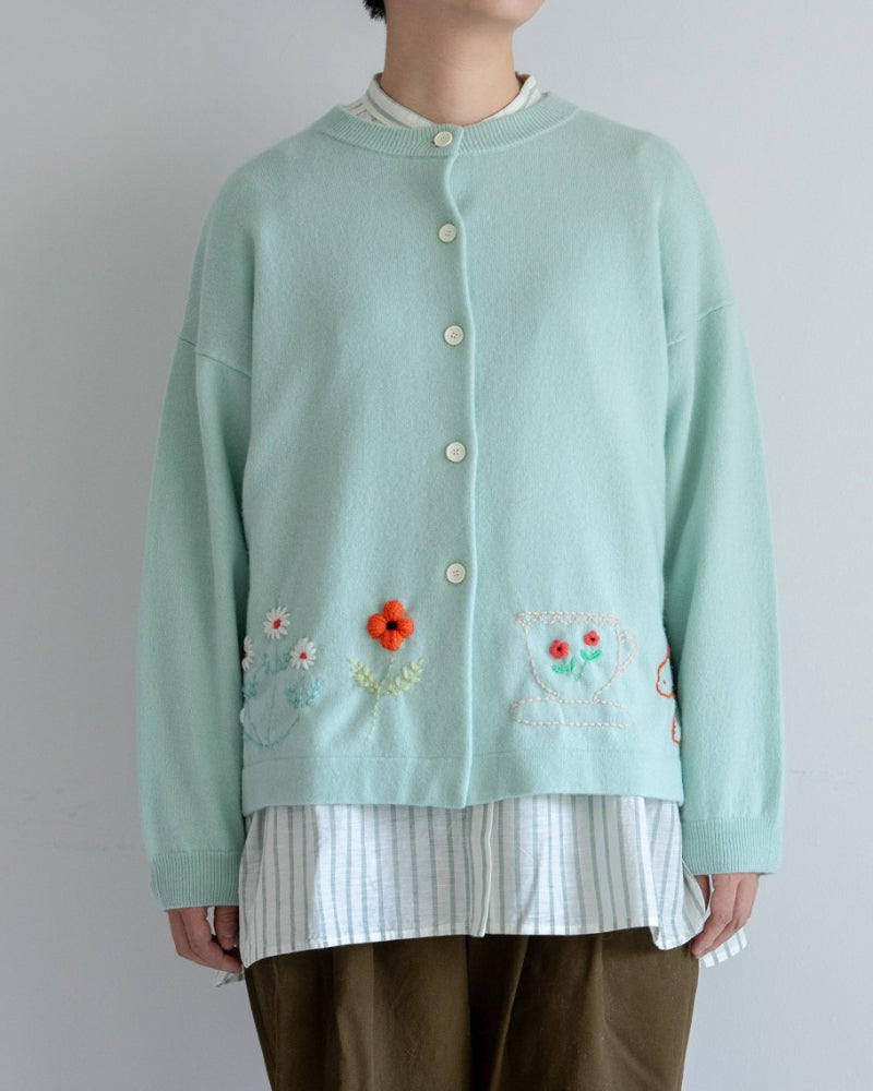 kanae entani ハンド刺繍ニット ミント