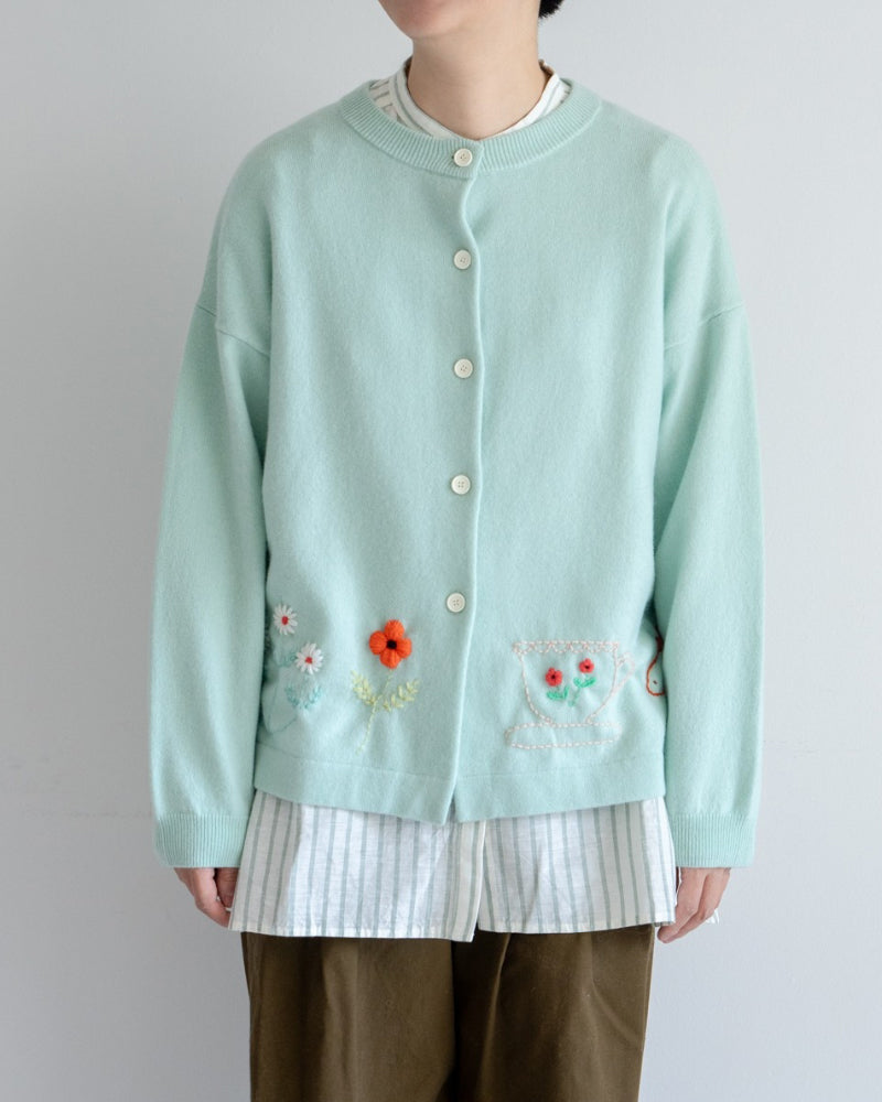kanae entani ハンド刺繍ニット ミント