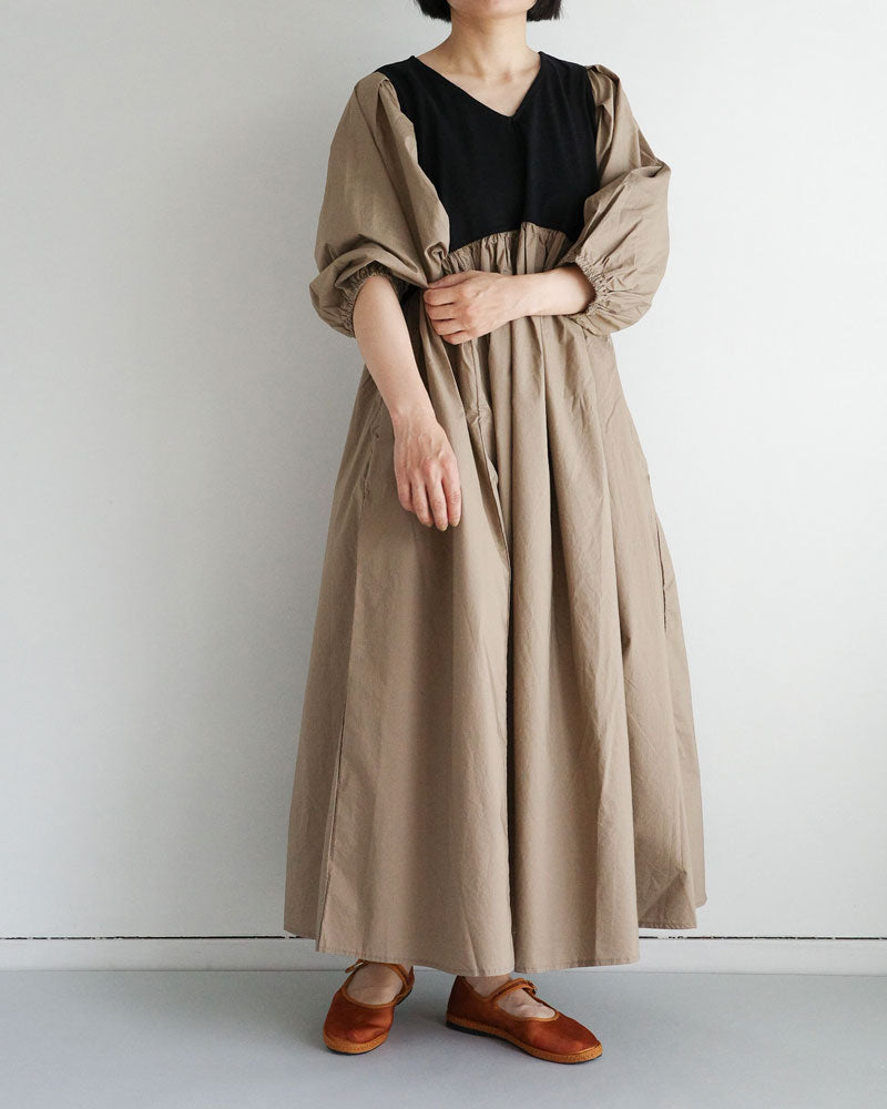 (sold)クラシック天竺バイカラーVネックOP/universaltissu/ US252CT010
