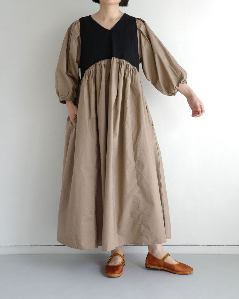 (sold)クラシック天竺バイカラーVネックOP/universaltissu/ US252CT010