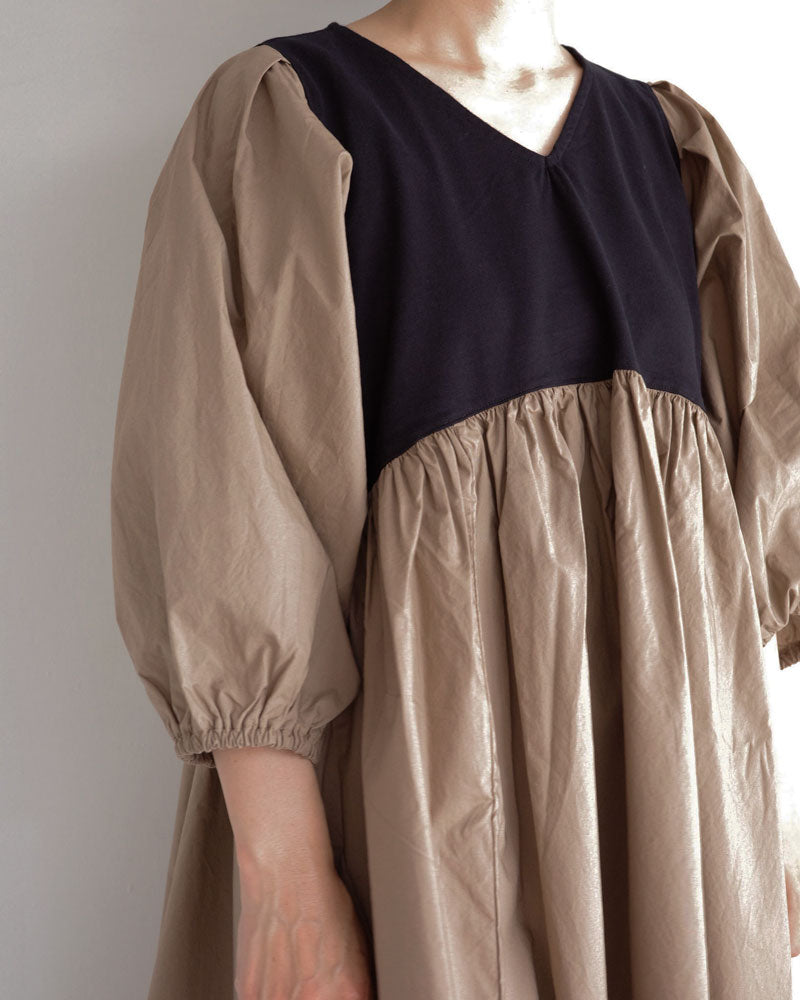 (sold)クラシック天竺バイカラーVネックOP/universaltissu/ US252CT010