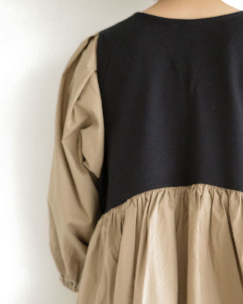 (sold)クラシック天竺バイカラーVネックOP/universaltissu/ US252CT010
