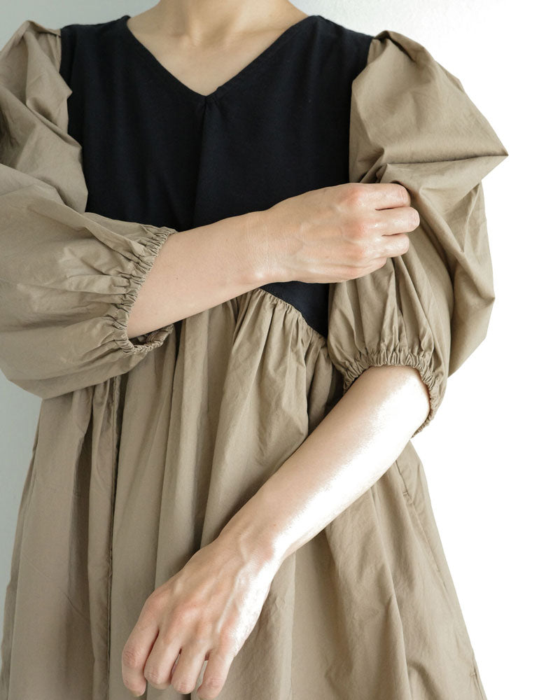 (sold)クラシック天竺バイカラーVネックOP/universaltissu/ US252CT010