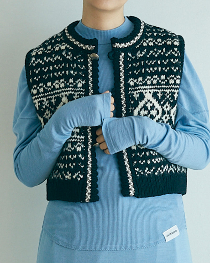 (sold)Jaquard Pattern Knitted Vest/JöICEADDED /