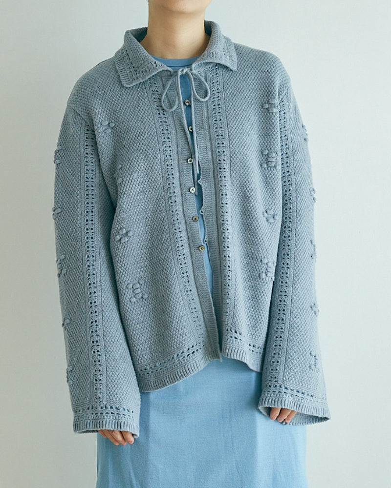 (sold)Flowerl ace Knitted Cardigan/JöICEADDED