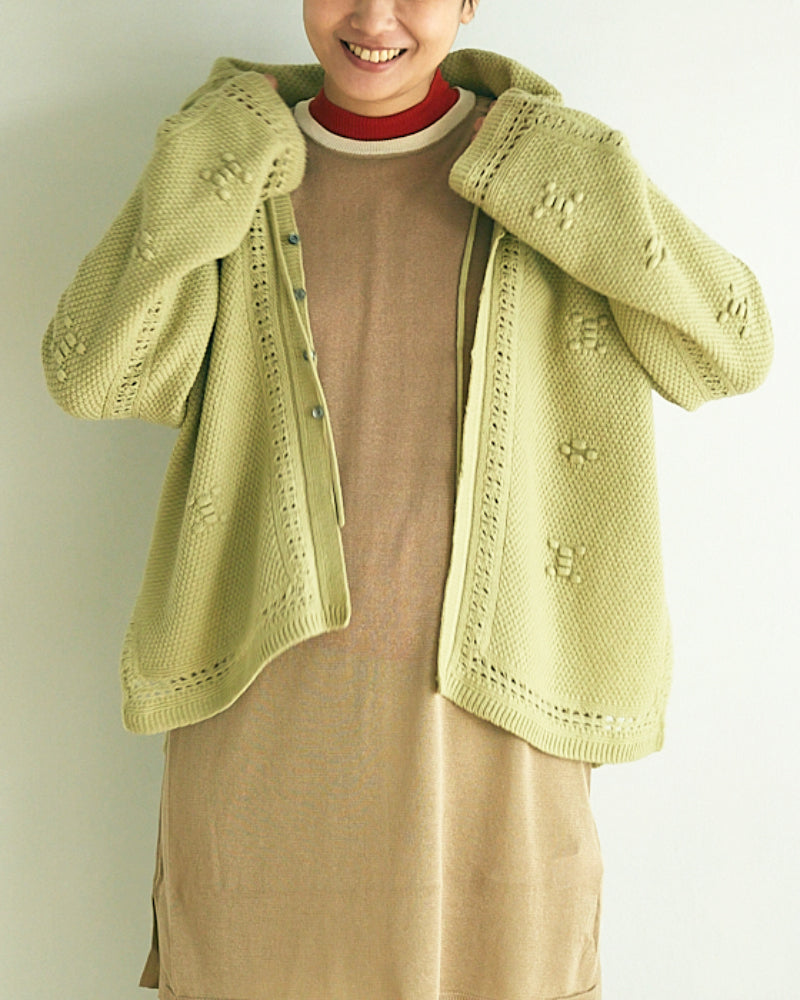 (sold)Flowerl ace Knitted Cardigan/JöICEADDED