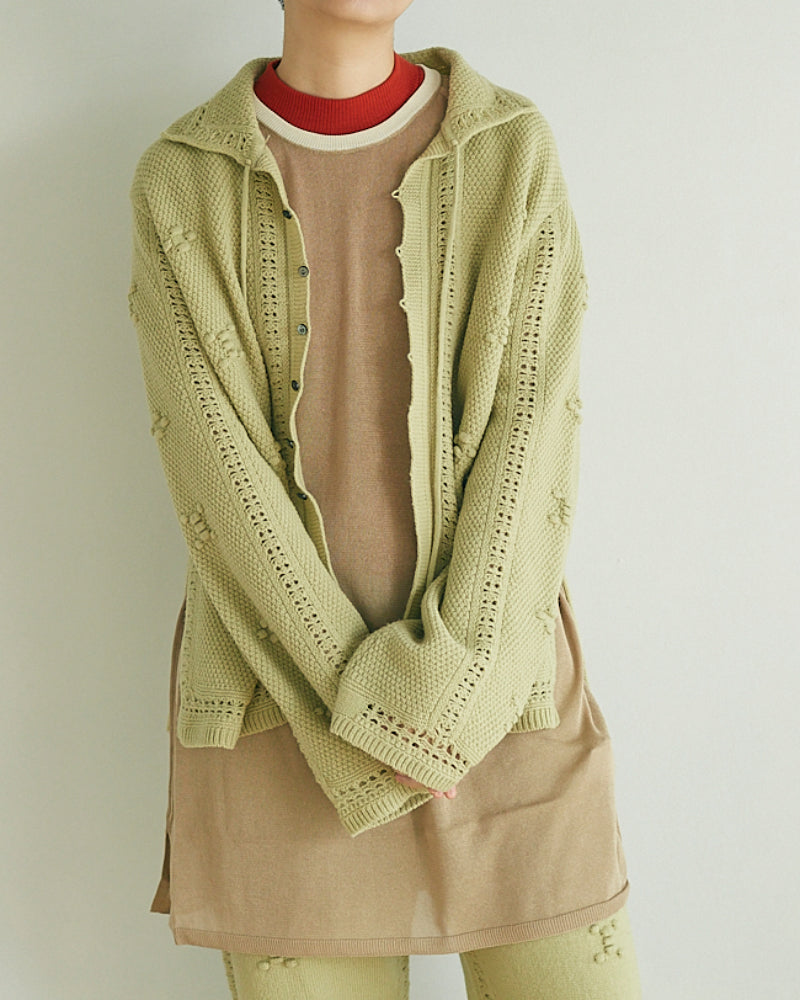 (sold)Flowerl ace Knitted Cardigan/JöICEADDED