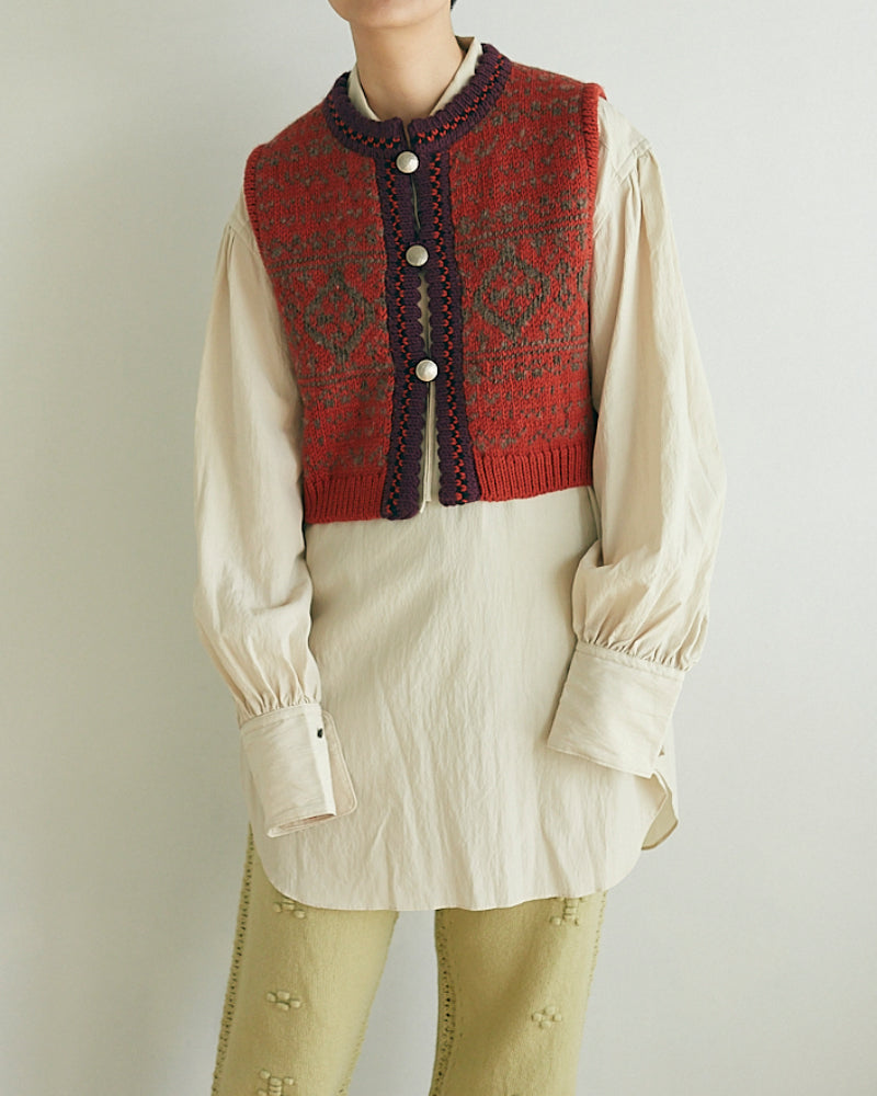 (sold)Jaquard Pattern Knitted Vest/JöICEADDED /