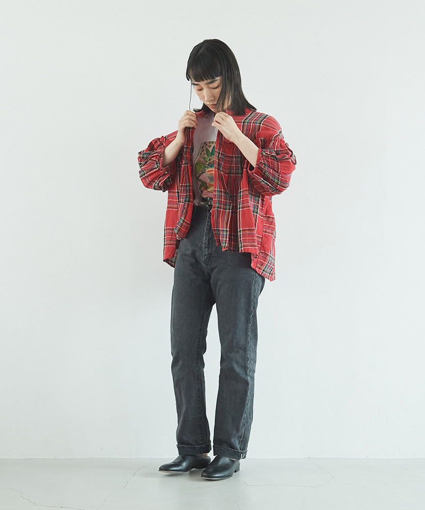 (sold)東炊きタータンチェック　バンドカラーBL